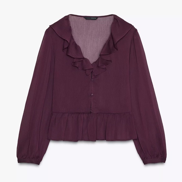 ZARA RUFFLED BLOUSE - Picture 9 of 10